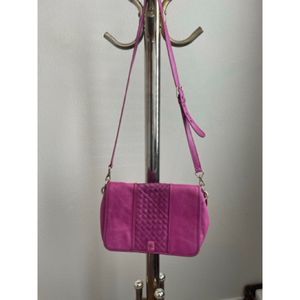 Cole Haan Plum/Berry/Magenta Leather Woven Purse